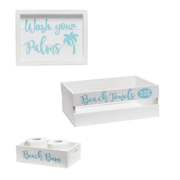 All The Rages All The Rages HG3000-WBH Elegant Designs Decorative Wood Bathroom Set; Large - Coastal & Beach - 3 Piece HG3000-WBH